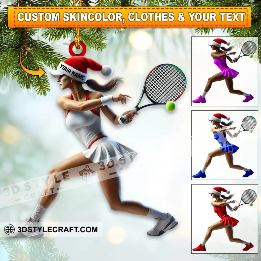 Tennis Woman Home Decor Christmas Ornament Personalized