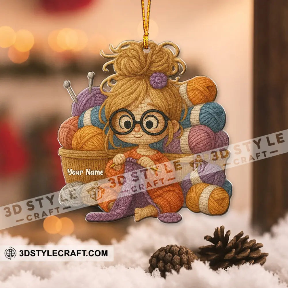 The Knitting Girl Home Decor Christmas Ornament Personalized Ornament Ornament