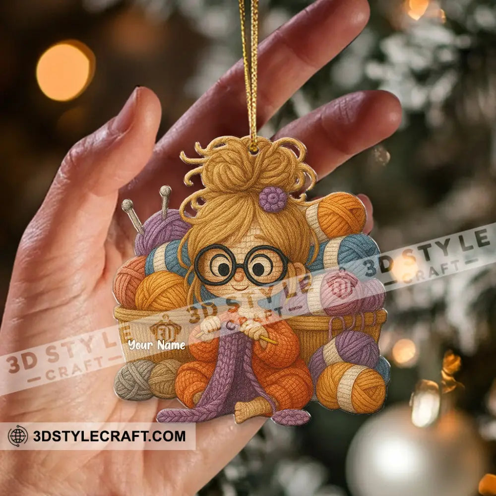 The Knitting Girl Home Decor Christmas Ornament Personalized Ornament Ornament