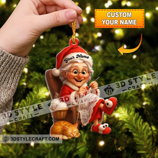 The Knitting Woman Home Decor, Christmas Ornament, Personalized Ornament style option 1