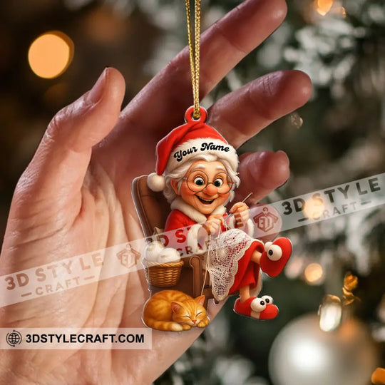 The Knitting Woman Home Decor, Christmas Ornament, Personalized Ornament style option 2