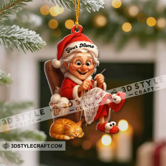 The Knitting Woman Home Decor, Christmas Ornament, Personalized Ornament style option 4