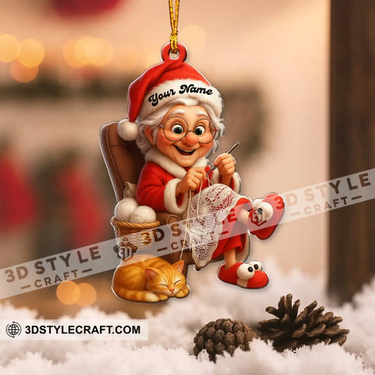 The Knitting Woman Home Decor, Christmas Ornament, Personalized Ornament style option 3