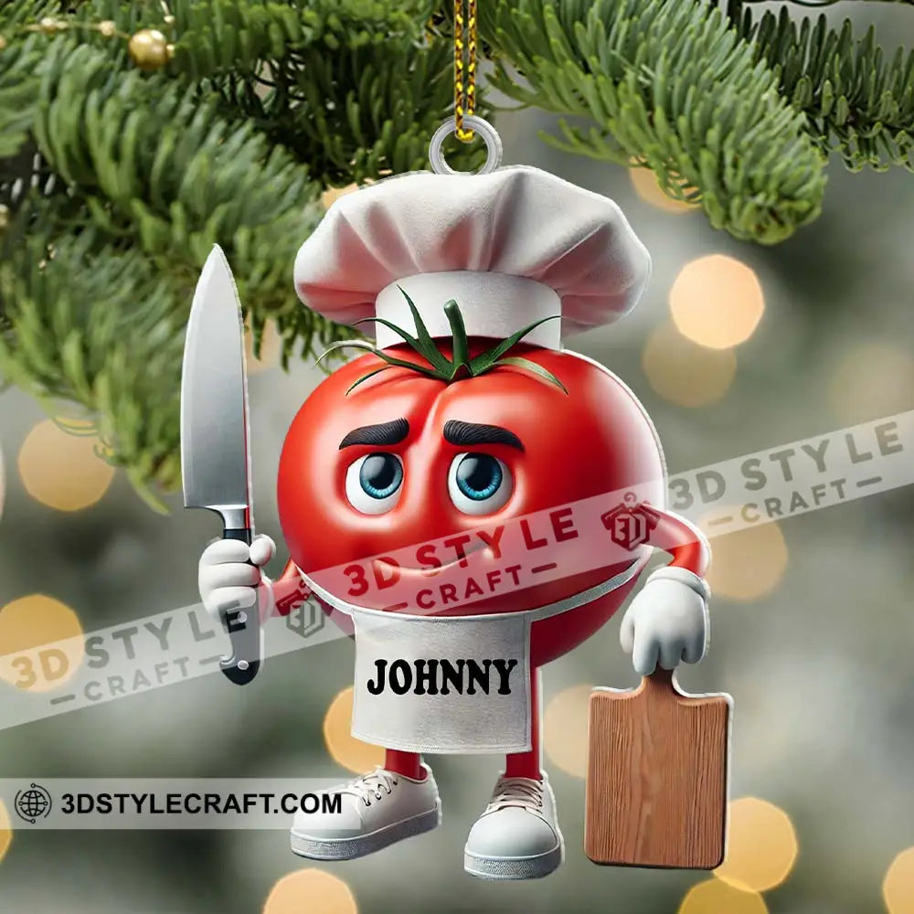 Tomato Chef Christmas Ornament Personalized