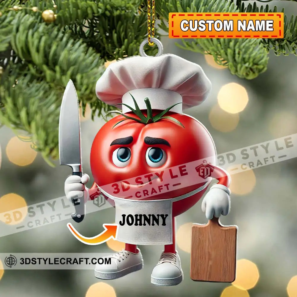 Tomato Chef Christmas Ornament Personalized