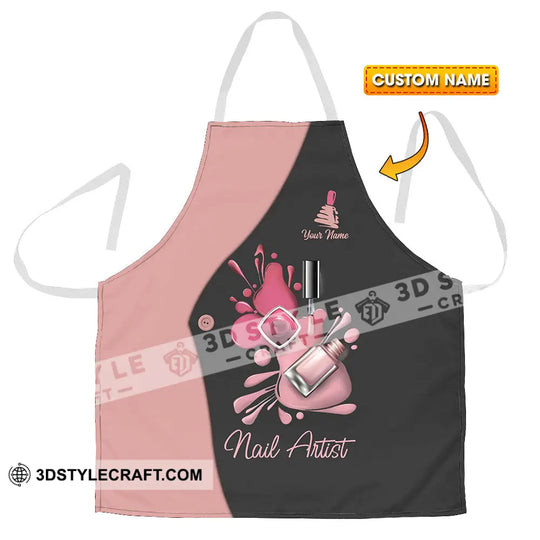 Unisex Apron - Custom Name Apron For Pink Nails Artist style option 1