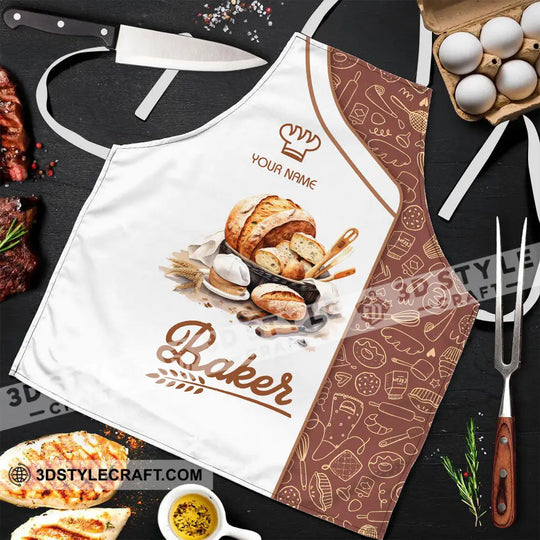 Unisex Apron - Custom Name White Apron - Baker Making Apparel style option 2