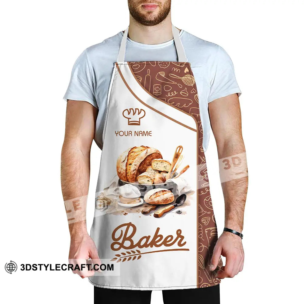 Unisex Apron - Custom Name White Baker Making Apparel