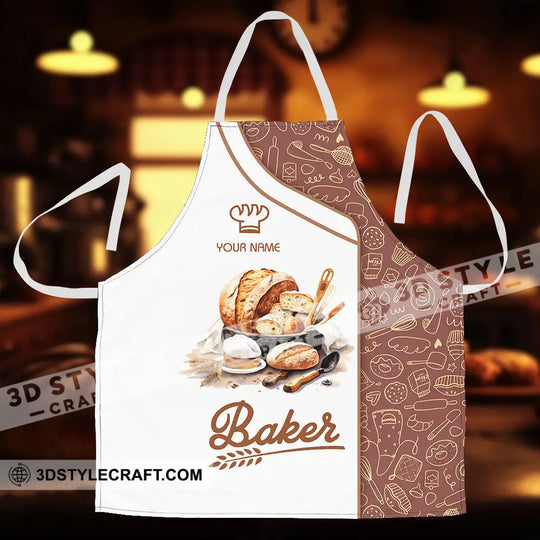 Unisex Apron - Custom Name White Apron - Baker Making Apparel style option 1