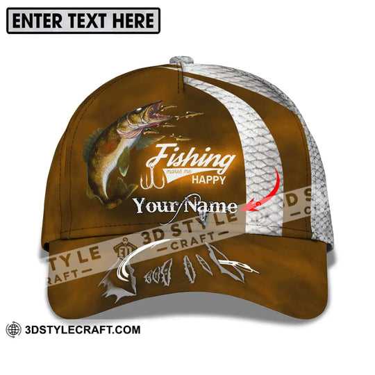 Unisex Cap, Custom Fishing Makes Me Happy Cap style option 1