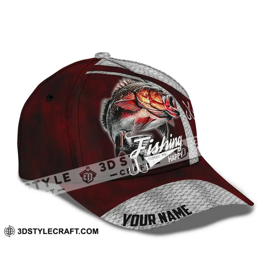 Unisex Cap, Custom Name Cap Fishing Makes Me Happy style option 4