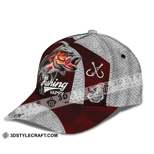 Unisex Cap, Custom Name Cap Fishing Makes Me Happy style option 3