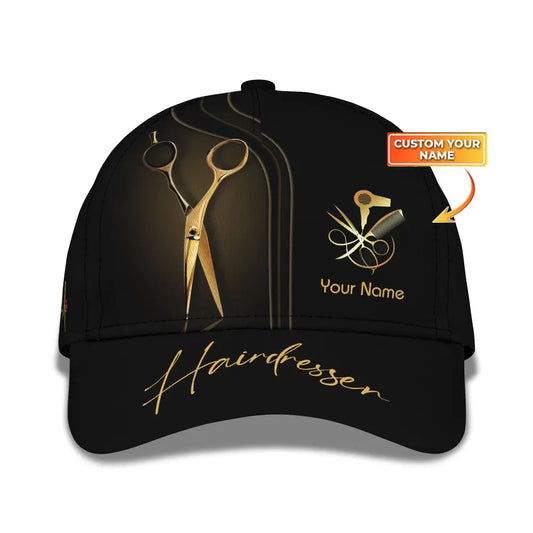 Unisex Hairdresser Cap Custom Name Classic Hairstylist Hat T-Shirt
