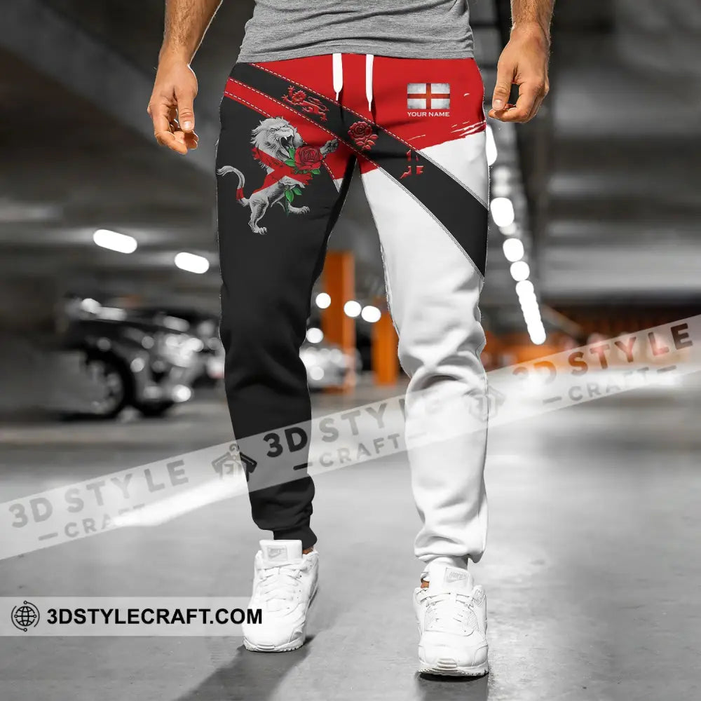 Unisex Pants - Custom Football Name England Rose Lion