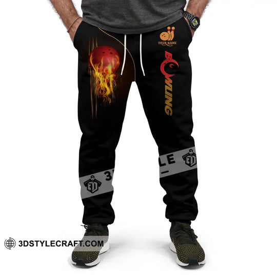 Unisex Pants - Custom Name Fire Bowling Pants style option 4