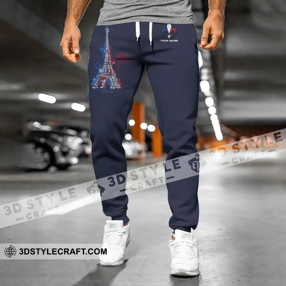 Unisex Pants - Custom Name Shirt Eiffel Tower France Color Jogger