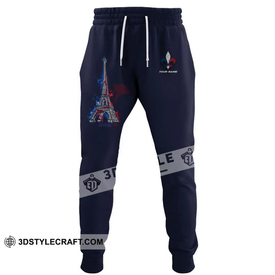 Unisex Pants - Custom Name Shirt - Eiffel Tower, France Color Jogger Pants style option 2