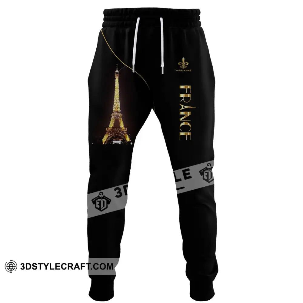 Unisex Pants - Custom Name Shirt Light Eiffel Tower France Jogger