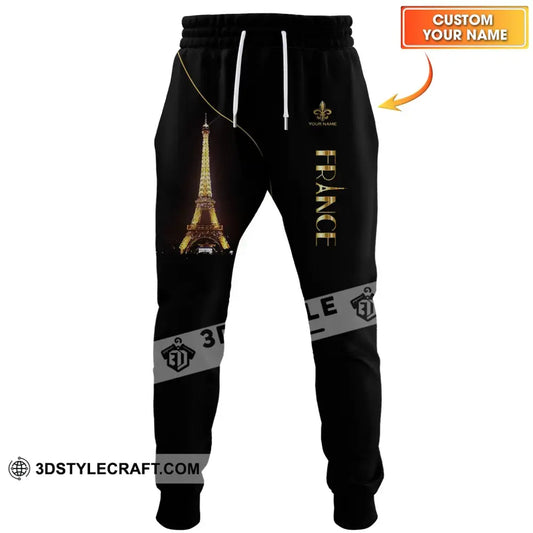 Unisex Pants - Custom Name Shirt Light Eiffel Tower France Jogger S