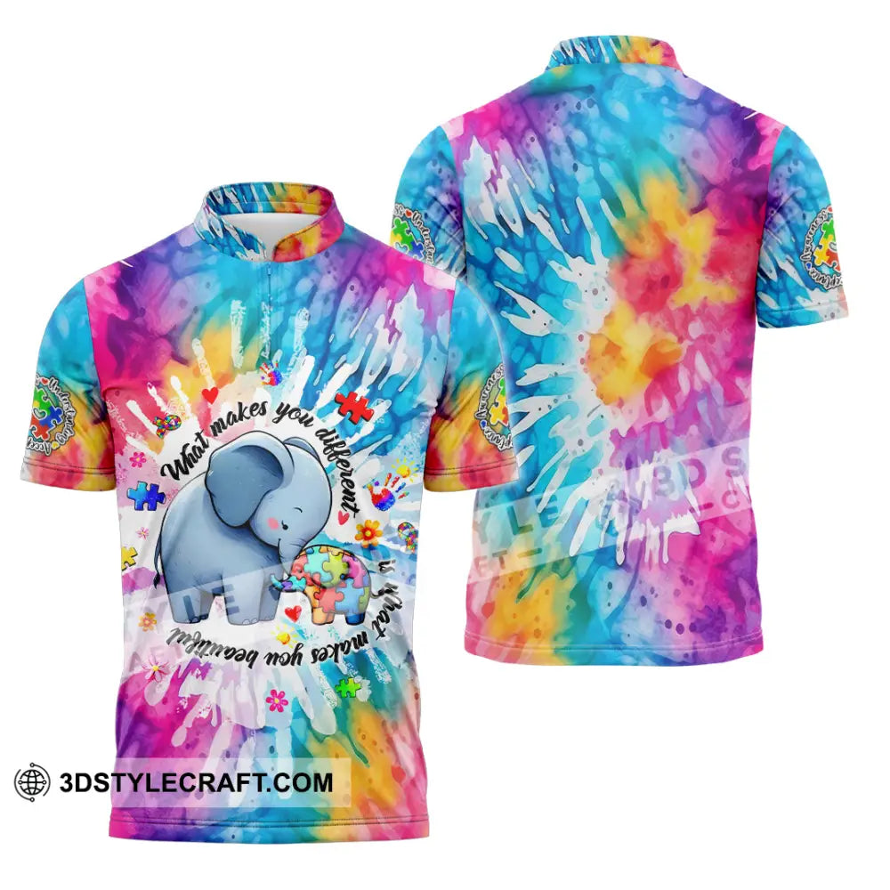 Unisex Shirt - Autism What Make You Different 3D Shirt Zipper Polo Shirt / S T-shirt