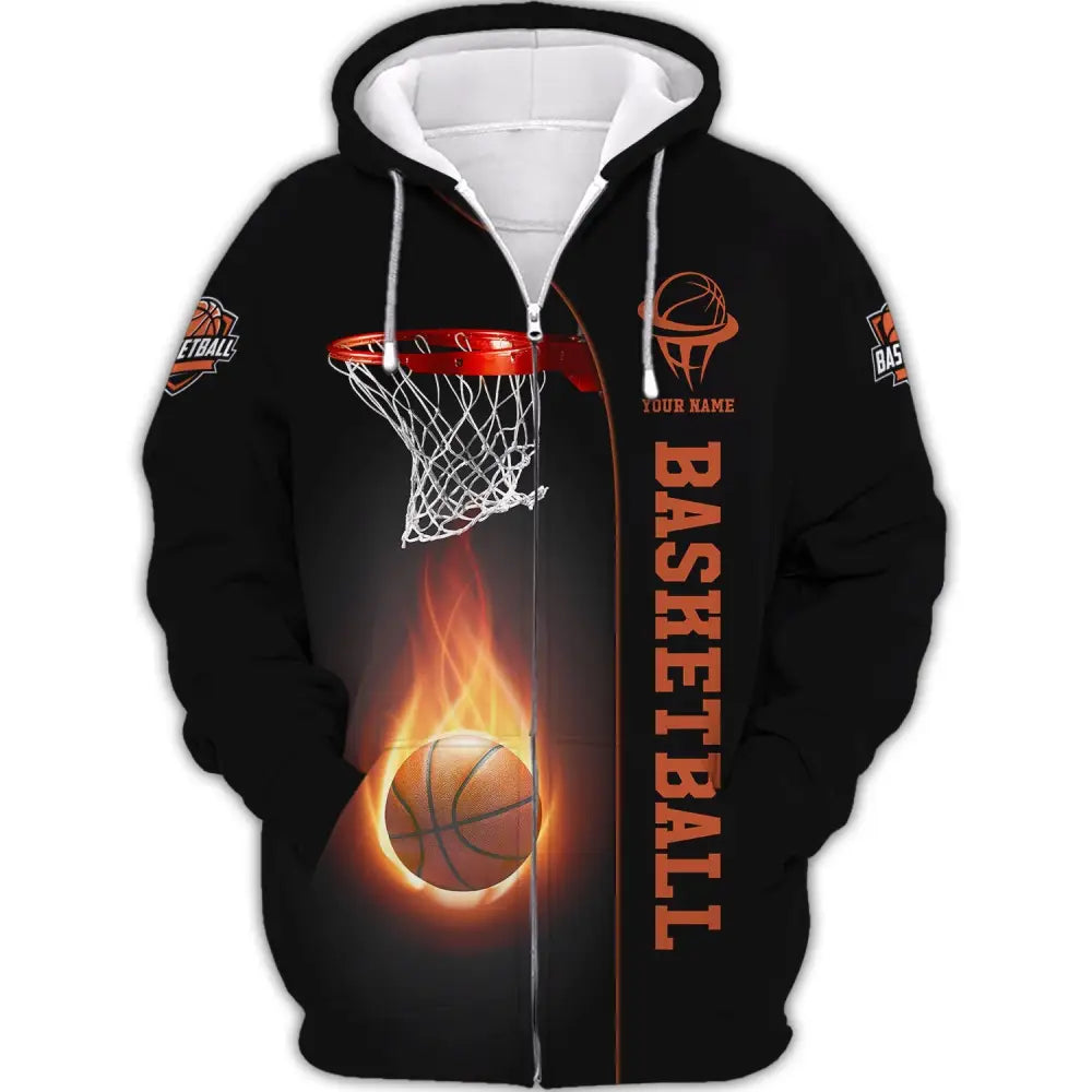 Unisex Shirt Basketball Custom Name T-Shirt Polo Gift For Player Zipper Hoodie / S