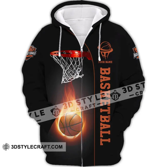 Unisex Shirt Basketball Custom Name T-Shirt Polo Gift For Player Zipper Hoodie / S