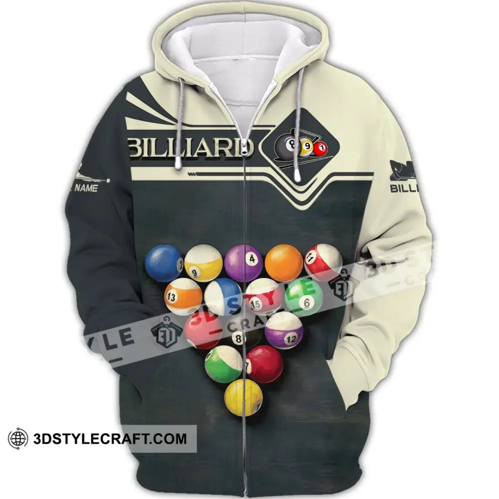 Unisex Shirt Billiards T-Shirt Billiard Triangle Polo For Lovers Zipper Hoodie / S