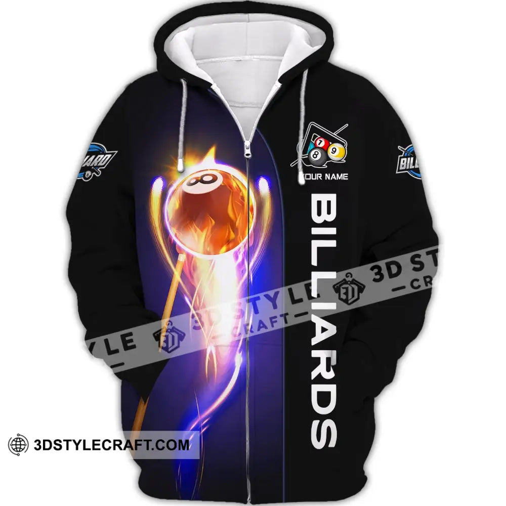 Unisex Shirt Billiards T-Shirt Fire Polo For Lovers Zipper Hoodie / S