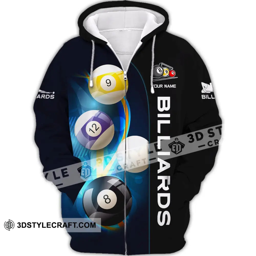 Unisex Shirt Billiards T-Shirt Pool Polo For Lovers Zipper Hoodie / S