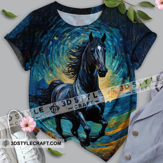 Unisex Shirt - Black Horse Symbolism Night Sky Shirt style option 1