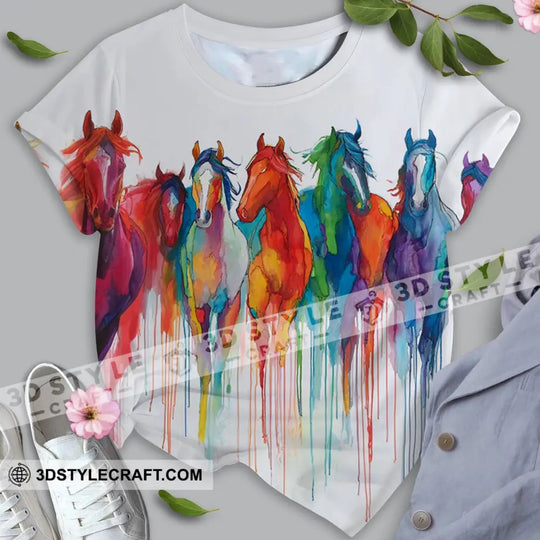 Unisex Shirt - Colorful Horses, Horse Graphic, Animal Scenery Stylish Shirt style option 1