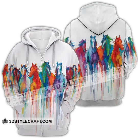 Unisex Shirt - Colorful Horses, Horse Graphic, Animal Scenery Stylish Shirt style option 4