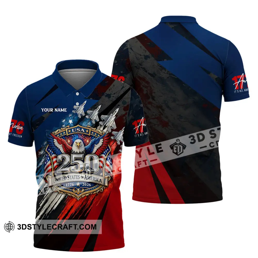 Unisex Shirt - Custom 250 Years Of United State Of America 3D Shirt Polo Shirt / S T-shirt