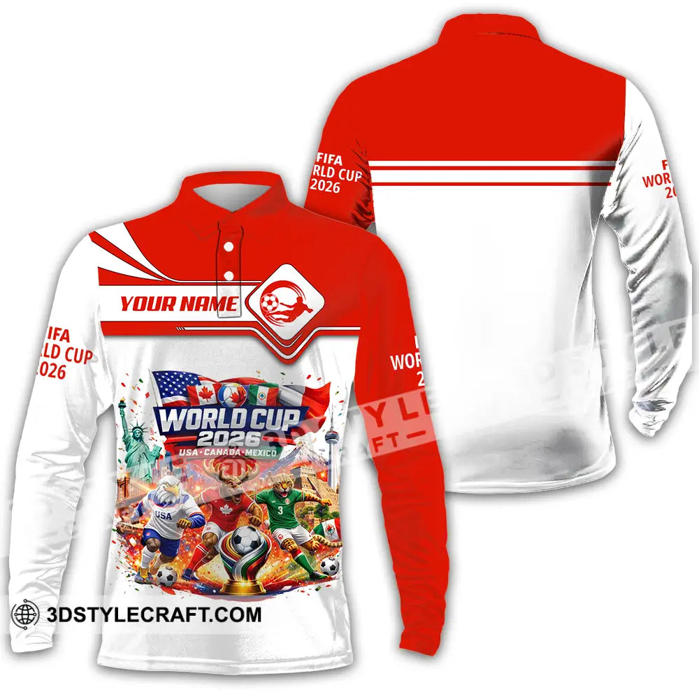 Unisex Shirt - Custom World Cup 2026 3D Shirt Long Sleeve Polo / S T-shirt