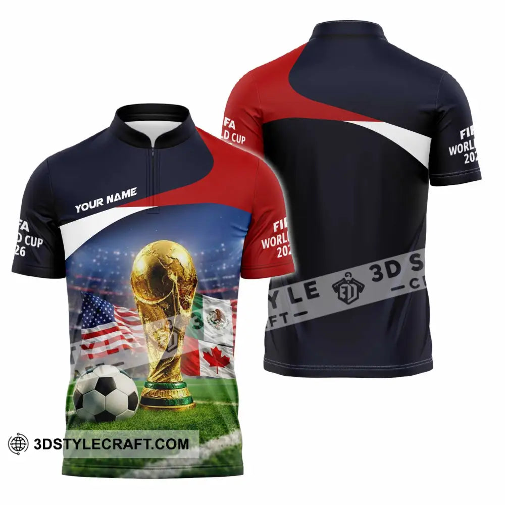Unisex Shirt - Custom World Cup 2026 3D Shirt Zipper Polo Shirt / S T-shirt