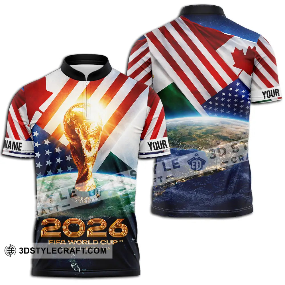 Unisex Shirt - Custom Fifa World Cup 2026 3D Shirt Zipper Polo Shirt / S T-shirt