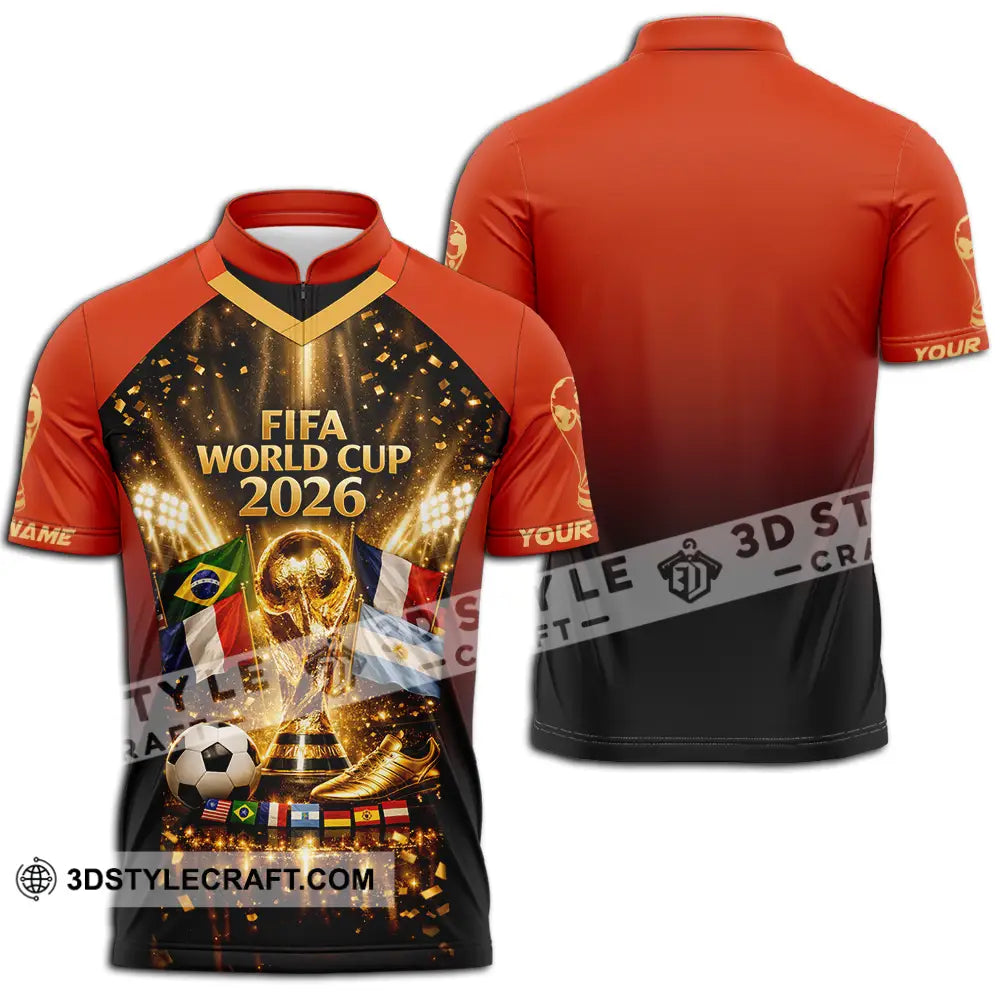 Unisex Shirt - Custom World Cup 2026 3D Shirt Zipper Polo Shirt / S T-shirt