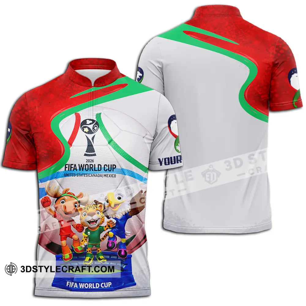 Unisex Shirt - Custom World Cup 2026 3D Shirt Zipper Polo Shirt / S T-shirt