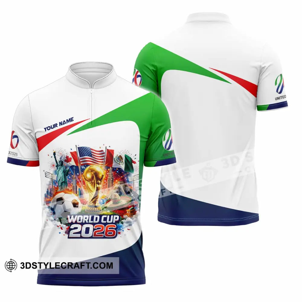 Unisex Shirt - Custom World Cup 2026 3D Shirt Zipper Polo Shirt / S T-shirt