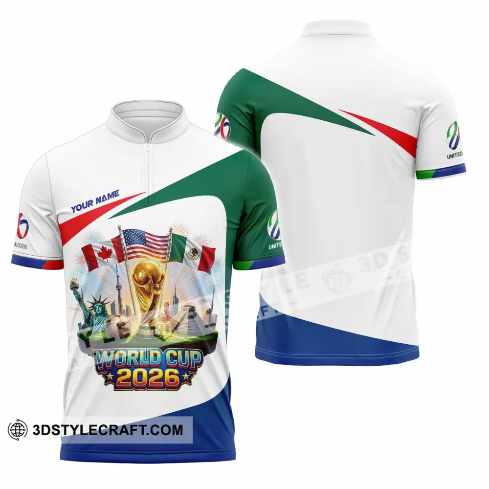 Unisex Shirt - Custom World Cup 2026 3D Shirt Zipper Polo Shirt / S T-shirt