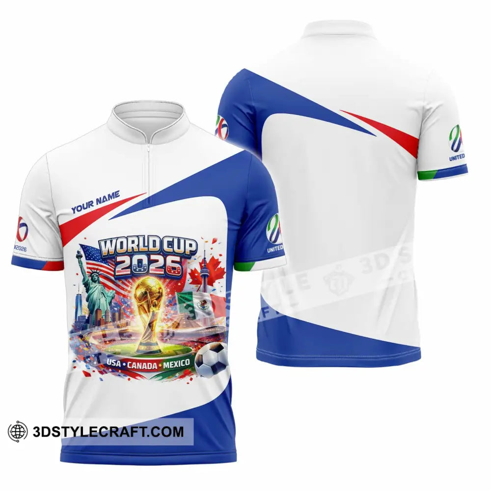 Unisex Shirt - Custom World Cup 2026 3D Shirt Zipper Polo Shirt / S T-shirt
