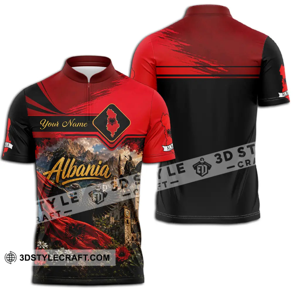 Unisex Shirt - Custom Albania Shirt - Zipper Polo Shirt / S - T-shirt