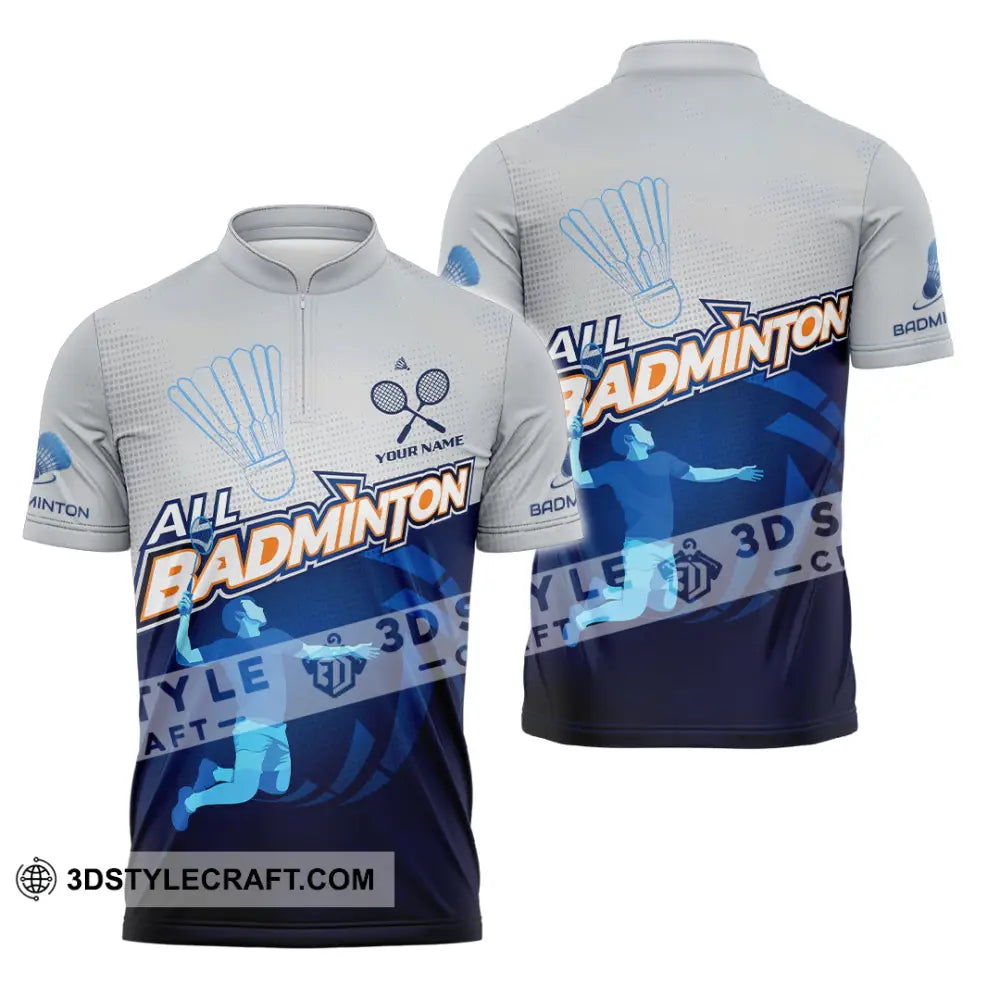 Unisex Shirt - Custom All Badminton 3D Shirt Zipper Polo Shirt / S T-shirt