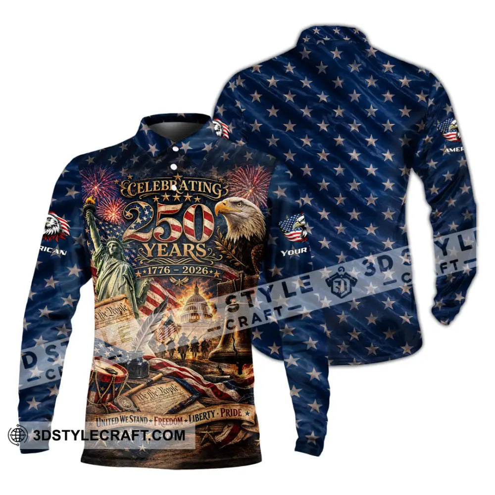 Unisex Shirt - Custom America 250 Years Shirt - Long Sleeve Polo / S - T-shirt