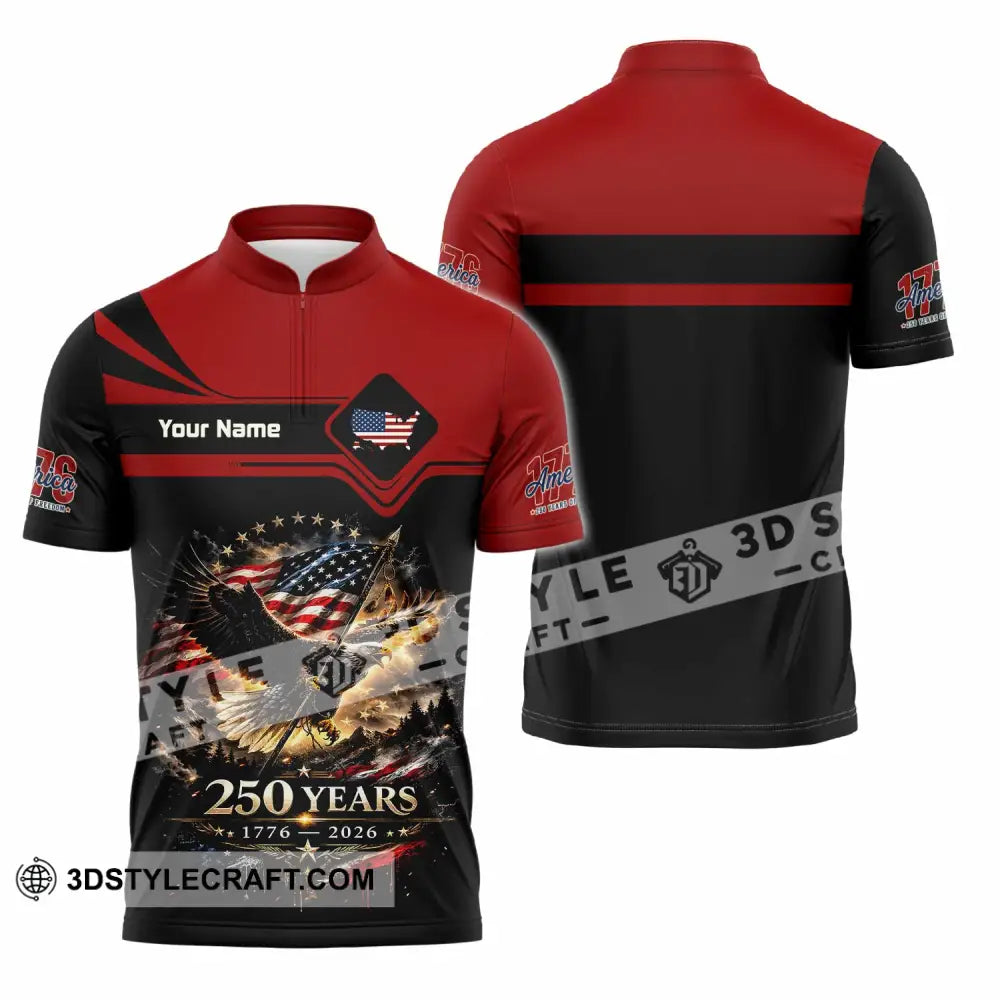 Unisex Shirt - Custom America 250 Years Shirt - Zipper Polo Shirt / S - T-shirt
