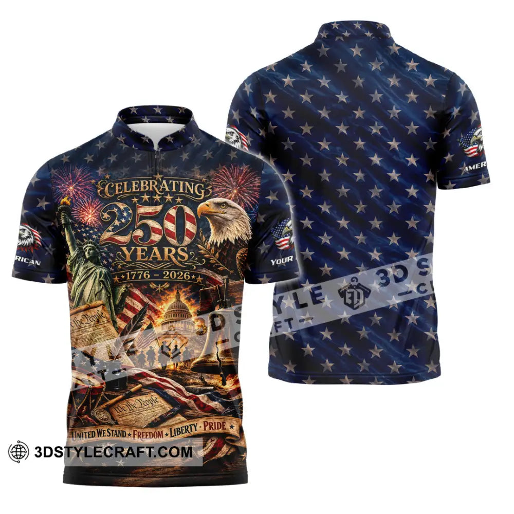 Unisex Shirt - Custom America 250 Years Shirt - Zipper Polo Shirt / S - T-shirt