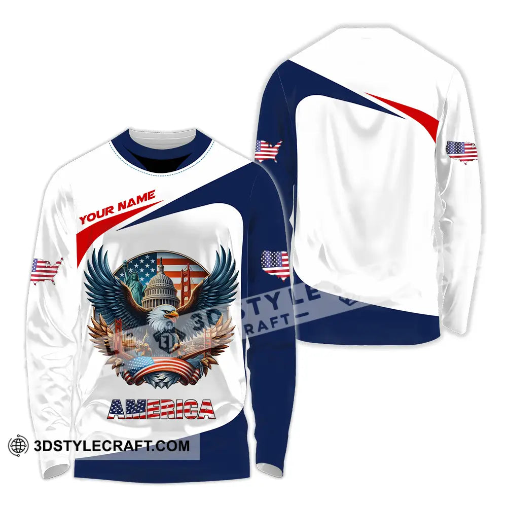Unisex Shirt - Custom America 3D Shirt Long Sleeve Shirt / S T-shirt