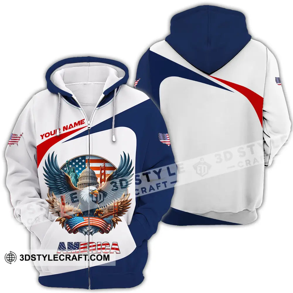Unisex Shirt - Custom America 3D Shirt Zipper Hoodie / S T-shirt