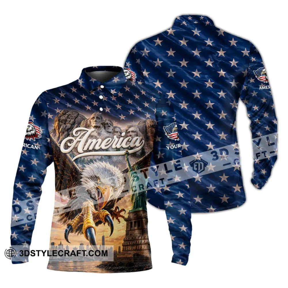 Unisex Shirt - Custom America Shirt - Long Sleeve Polo / S - T-shirt