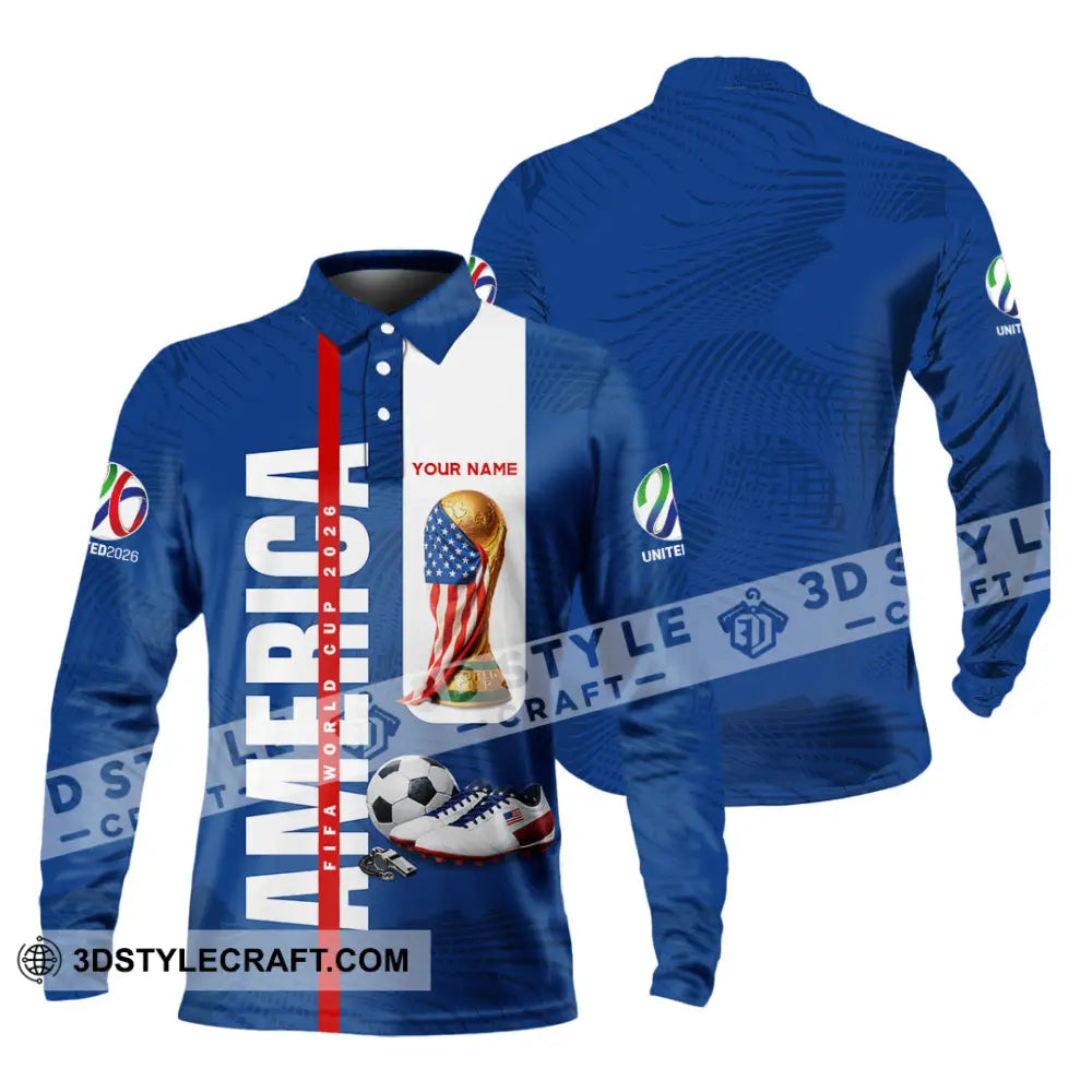 Unisex Shirt - Custom America World Cup 2026 3D Shirt Long Sleeve Polo / S T-shirt